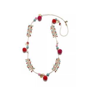 Tommy Bahama Panaroma Pom Pom Fuschia Red Semi-Precious Stones Boho Necklace